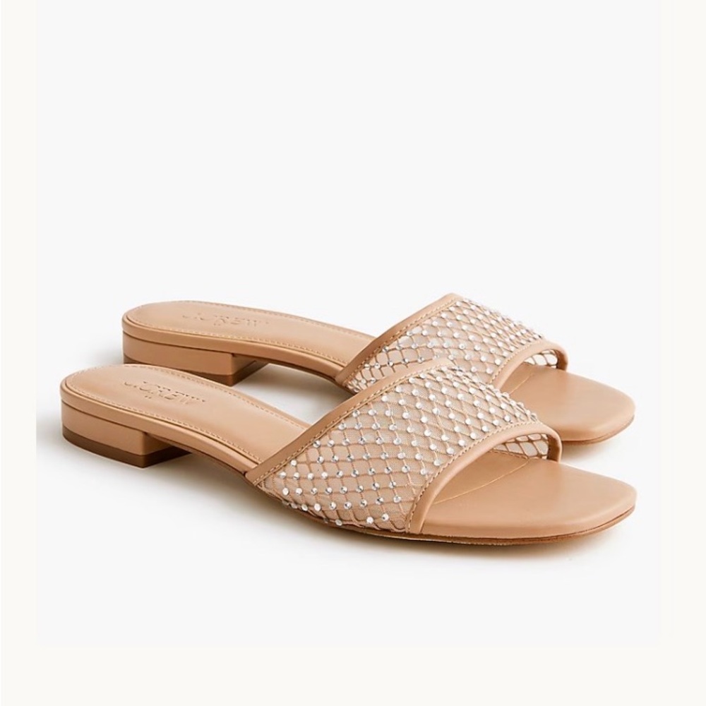 J Crew Factory Rhinestone Mesh slide sandals